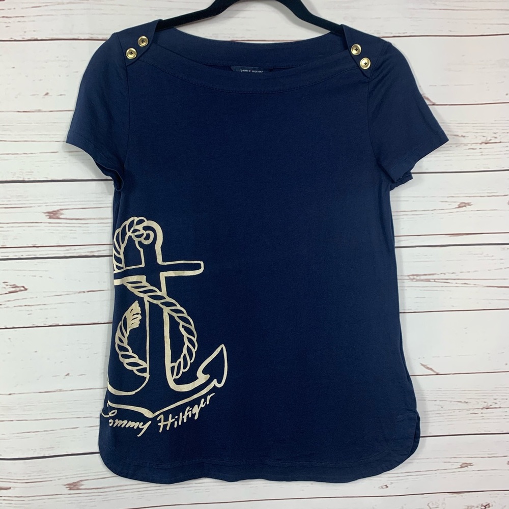 Tommy Hilfiger Top Nautical Anchor Navy Buttons